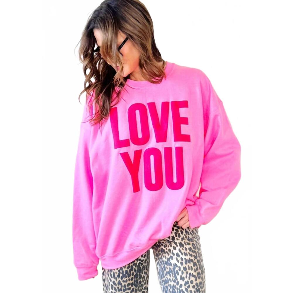 NEW POPPY & PINE love you sweatshirt in pink